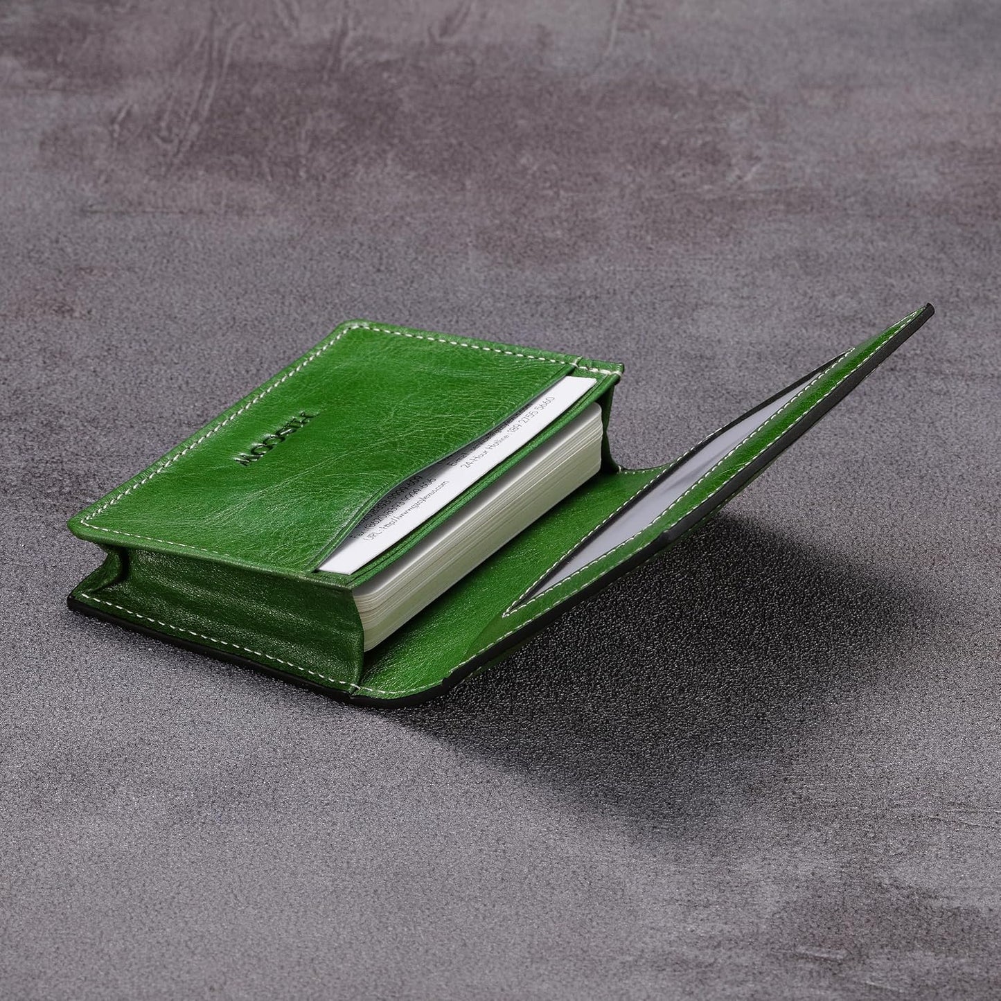 Leather Business Card Case Holder for Men & Women, Italian Calfskin